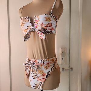 Billabong Floral Bikini in White and Pink